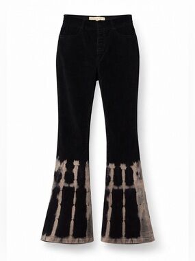 Bad Little Country Girl Velvet Flare Pants Tie Dye Hem Black Small